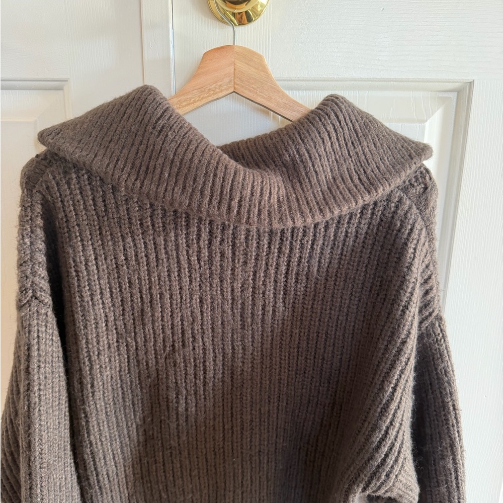 OAK + FORT Taupe Cowl Neck Sweater